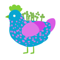 (unnamed), a cerulean and orchid chicken with a speckle pattern