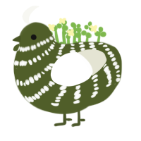 A olive and white chicken with a bar pattern