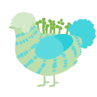 Fascinating, a gluppy and aqua chicken with a bar pattern