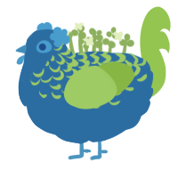 Windows, a sapphire and grass chicken with a half-lace pattern