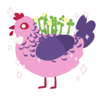 sequin, a pink and overcast chicken with a half-lace pattern