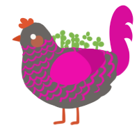 contrasted, a grey and fuchsia chicken with a lace pattern