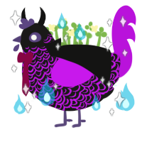 Terror, a sable and amethyst chicken with a double-lace pattern