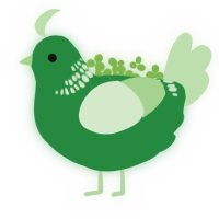 Salad, a viridian and gluppy chicken with a neck-band pattern