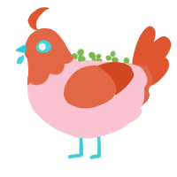 Roe, a rose and vermilion chicken with a head pattern