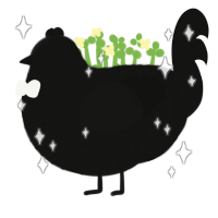 Night sky, a black chicken with a lace pattern