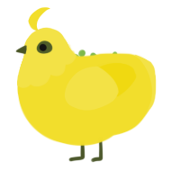 SqUeakY tOUY, a yellow chicken with a head pattern