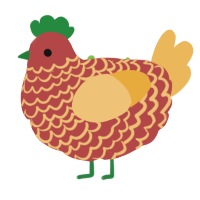 Salsa, a red and honey chicken with a lace pattern