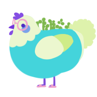 Burbuja, a aqua and apple chicken with a head pattern