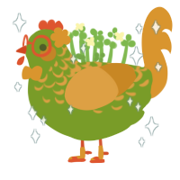 Opuntia, a chartreuse and orange chicken with a half-lace pattern