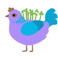 chalk, a lilac and cerulean chicken with a neck-speckle pattern