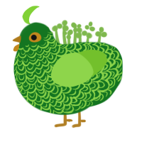 oo, a leaf and grass chicken with a double-lace pattern