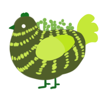 Anavocado, a olive and lime chicken with a bar pattern