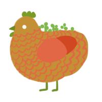 Calabaza, a gold and vermilion chicken with a lace pattern