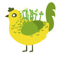 Lemon tea 2, a yellow and chartreuse chicken with a half-lace pattern