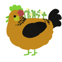 Baked Bean, a ochre and black chicken with a neck-band pattern