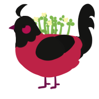 The Scarlet Tyrant, a crimson and black chicken with a head pattern