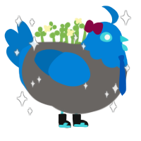 Cobalt Miku, a grey and sapphire chicken with a head pattern
