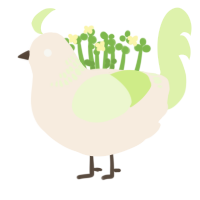 lime sorbet, a cream and apple chicken with a neck-band pattern