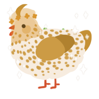 CreamBun, a cream and gold chicken with a speckle pattern