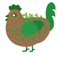 minecraft dirt block, a brown and viridian chicken with a speckle pattern