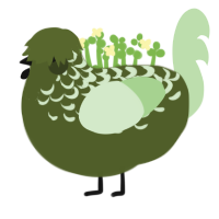 Oatmilk Matcha Latte, a olive and gluppy chicken with a half-lace pattern