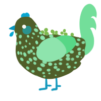 A olive and spring chicken with a speckle pattern