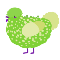 Hydrangea, a grass and lemon chicken with a speckle pattern