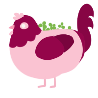 Rosette, a rose and maroon chicken with a head pattern