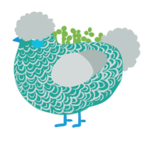 Gemhide, a turquoise and silver chicken with a double-lace pattern