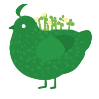 Pickle, a viridian chicken with a speckle pattern