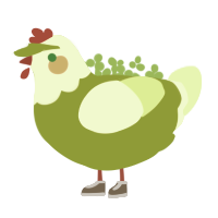 Alex, a chartreuse and apple chicken with a head pattern