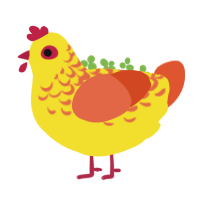 The Noonday Demon, a yellow and vermilion chicken with a half-lace pattern