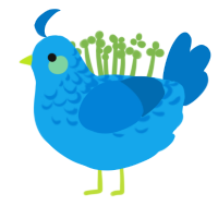 Dave, a sky and sapphire chicken with a half-lace pattern