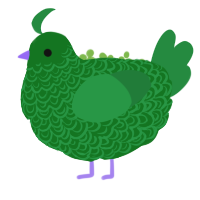Lettuce, a leaf and viridian chicken with a double-lace pattern
