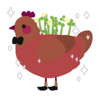 Meiko, a red and russet chicken with a head pattern