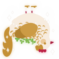 Bebé, a cream and gold chicken with a half-lace pattern