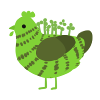 Fennel, a grass and olive chicken with a bar pattern