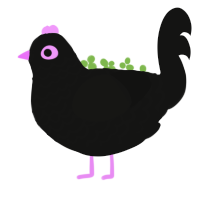 Enderman, a black chicken with a lace pattern