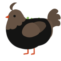 A black and bark chicken with a head pattern