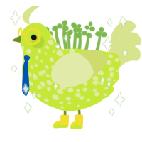 sprite, a lime and lemon chicken with a speckle pattern