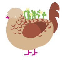 hazelnut choccy, a beige and russet chicken with a half-lace pattern