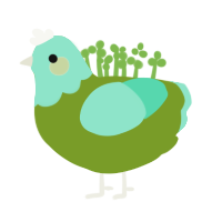 Grass, a chartreuse and mint chicken with a head pattern