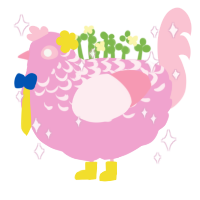 Luka, a pink and rose chicken with a half-lace pattern
