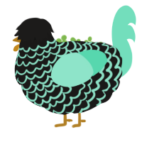 Lag00n, a sable and mint chicken with a lace pattern