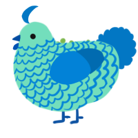 A mint and sapphire chicken with a lace pattern