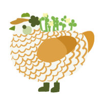 Harvest Moon, a white and orange chicken with a lace pattern