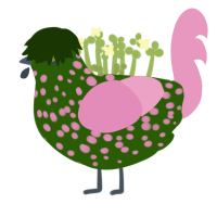 Water Curses, a lavender and leaf chicken with a speckle pattern