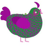 Nite, a viridian and plum chicken with a lace pattern