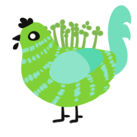 sour apple, a grass and mint chicken with a bar pattern